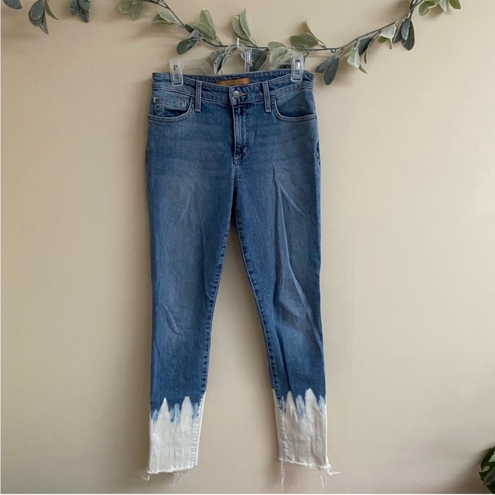 Joes jeans raw hem bleached ankle jeans